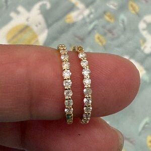 18k Solid Japan Gold Hoop Earrings with Diamonds. (PRICE FIRM)